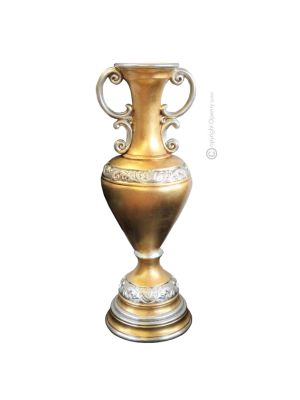 ANFORA IRIS vase en céramique artistique feuille d'or 24 carats Made in Italy