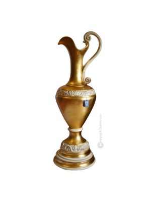 ANFORA IRIS vase en céramique artistique feuille d'or 24 carats Made in Italy