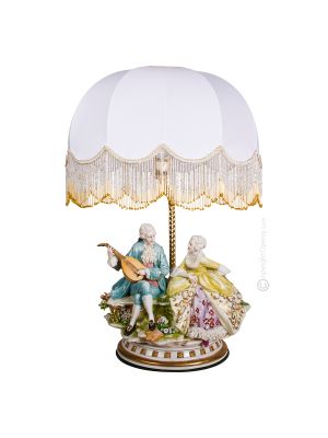 GENTLEWOMAN AVEC GENTLEMAN - LAMPE Abat-jour Table Capodimonte Porcelaine Made in Italy