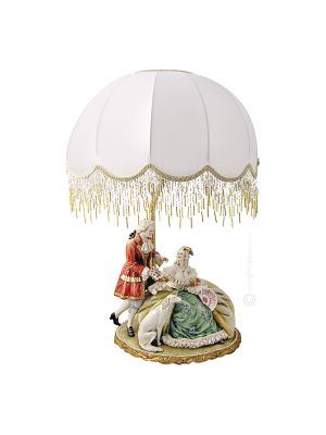 GENTLEWOMAN AVEC GENTLEMAN - LAMPE Abat-jour Table Capodimonte Porcelaine Made in Italy