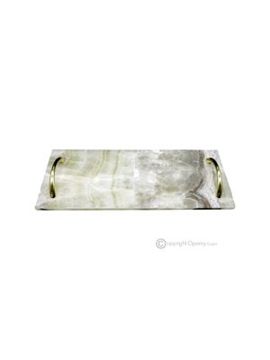 Plateau, en marbre gris onyx, design moderne fait main, pierre naturelle aux veines uniques.