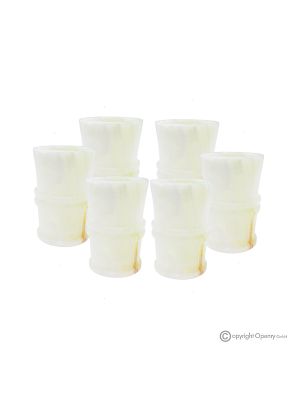 Lot de 6 verres en marbre onyx, pierre naturelle non traitée uniquement pour l'eau, fait main.