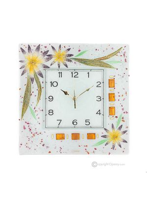 ASTER Horloge murale, en verre transparent avec gouttes, dessin en relief, faite à la main