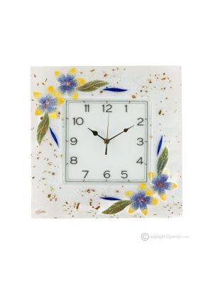 GIGLIO Horloge murale, en verre transparent avec gouttes, dessin en relief, fait main