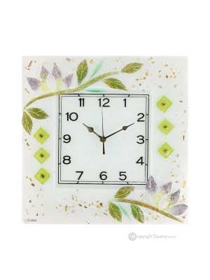 NINFEA Horloge murale, en verre transparent avec gouttes, dessin en relief, fait main