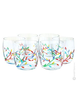 VERRES À EAU GINESTRA Ensemble de 6 verres à eau en cristal peints à la main à Venise, authentique Made in Italy