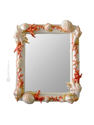 MIROIR MER ET COQUILLES Miroir décoratif artistique en céramique fait à la main Fabriqué en Italie