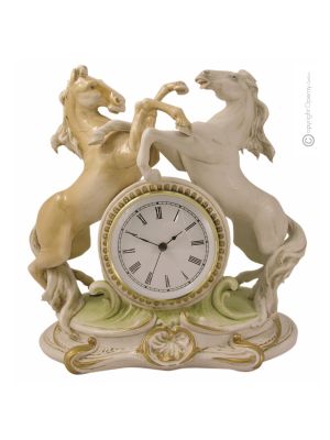 Horloge de table en porcelaine CAVALLI Capodimonte, artisanat Made in Italy