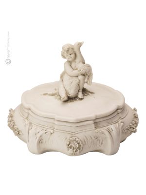 BOÎTE À BIJOUX AVEC CHERUBIN Boîte en porcelaine de Capodimonte cercueil fait main Made in Italy