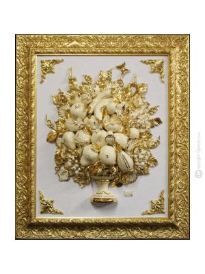 Cadre décoratif artistique en céramique de style baroque avec détails en or 24 carats, fabriqué en Italie