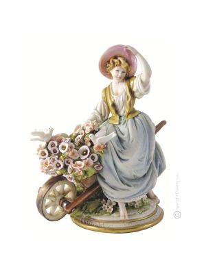 FILLE AVEC TOURNEAU Figurine figurine Capodimonte porcelaine faite à la main Made in Italy