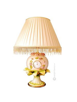 Lampe de table artistique en céramique de style baroque, détail en or 24 carats, Made in Italy