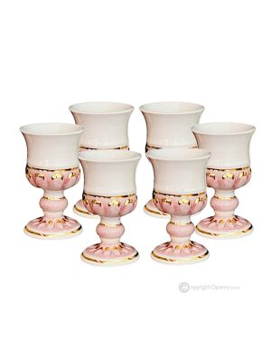 Ensemble de 6 verres, gobelets en céramique faits à la main de style baroque, avec détails dorés, faits à la main.