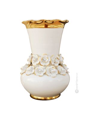 VASE en céramique artistique de style baroque avec détails en or 24 carats Fabriqué en Italie