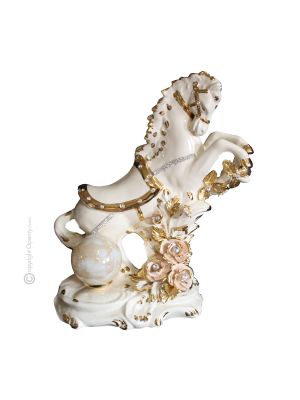 Lampe de table artistique en céramique de style baroque avec détails en or 24 carats et cristaux Swarovski