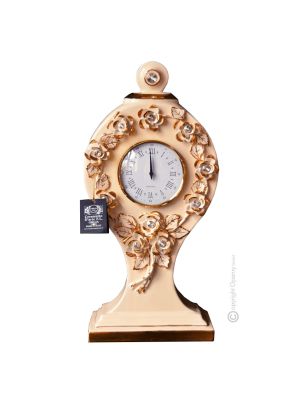 HORLOGE DE TABLE Style baroque en céramique artistique avec détails en or 24 carats Fabriqué en Italie