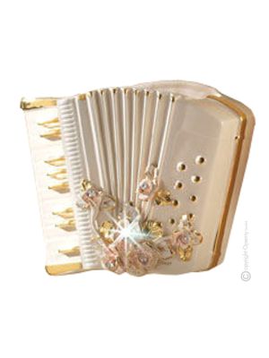 ACCORDÉON Décoration artistique à suspendre en céramique de style baroque avec détails en or 24 carats Fabriqué en Italie