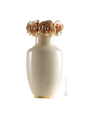 VASE en céramique artistique de style baroque avec détails en or 24 carats Fabriqué en Italie