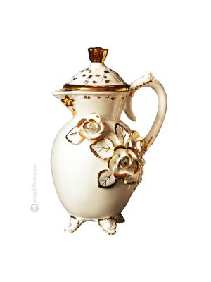 JUG Décoration de table artistique en céramique de style baroque avec détails en or 24 carats Fabriqué en Italie