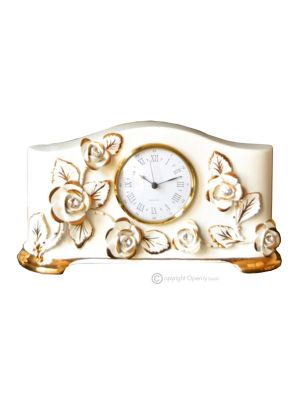 HORLOGE DE TABLE Style baroque en céramique artistique avec détails en or 24 carats Fabriqué en Italie