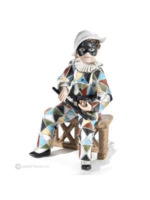 ARLEQUIN Masque de carnaval Capodimonte, figurine en porcelaine italienne.