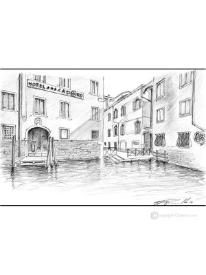 CA DOLCE - VENISE Dessin au crayon sur carton moderne Made in Italy 