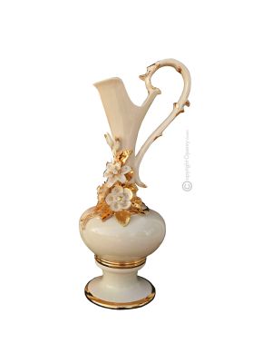 AMPHORA Vase artistique en céramique de style baroque avec détails en or 24 carats Fabriqué en Italie