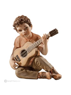 ERIK - Musicien avec guitare en porcelaine, artisanat italien raffiné.