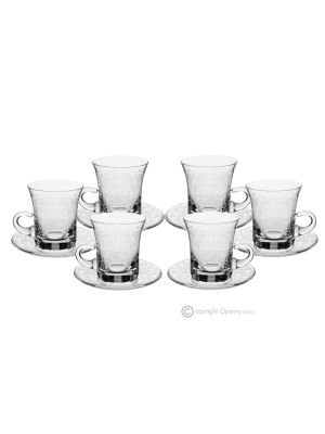 ESTRO Ensemble de 6 tasses à thé et soucoupes authentiques et modernes en verre de qualité supérieure.