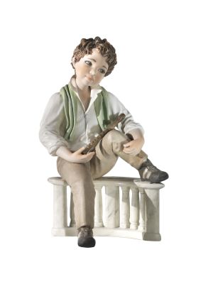 FILIPPO - Musicien à la flûte, poupée traditionnelle italienne en porcelaine.