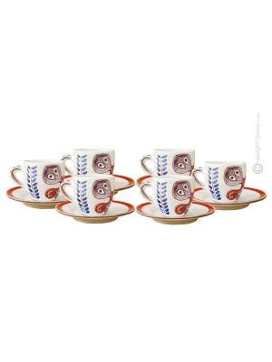 OCTOPUS CUPS ensemble de 6 tasses à expresso en céramique faites à la main avec soucoupes, Sicile authentique Made in Italy