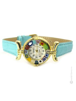 MONTRE-BRACELET POUR DAME avec authentique verre de Murano fait à la main Murrine Made in Italy