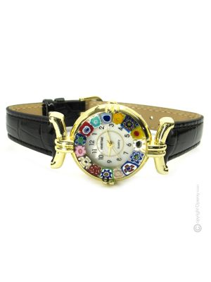 MONTRE-BRACELET POUR DAME avec authentique verre de Murano fait à la main Murrine Made in Italy