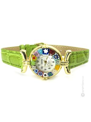 MONTRE-BRACELET POUR DAME avec authentique verre de Murano fait à la main Murrine Made in Italy