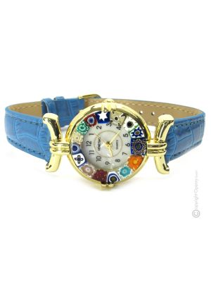 MONTRE-BRACELET POUR DAME avec authentique verre de Murano fait à la main Murrine Made in Italy