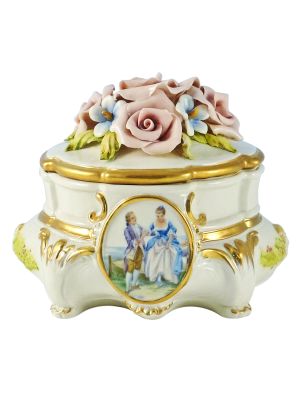 BOÎTE À BIJOUX Coffret en Porcelaine Capodimonte Fait Main Fabriqué en Italie