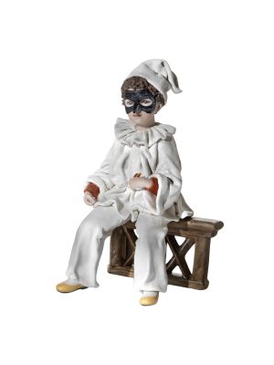 PULCINELLA Capodimonte en porcelaine, masque de carnaval, statuette splendide et raffinée.