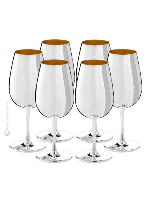 VERRES DE DEGUSTATION Set de 6 Verres Spécial Plaqué Or Argent Fait Main Fabriqué en Italie