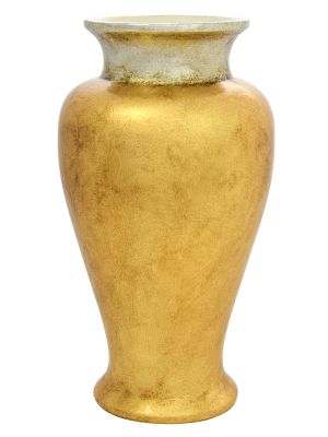 VASE OR Vase en Céramique Créations Artistiques Feuille d'Or 24k 925Ag Fait Main Made in Italy