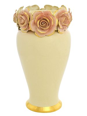 GIOIA ROSE VASE Vase en céramique Créations Artistiques Style Baroque Or 24 carats Fabriqué en Italie