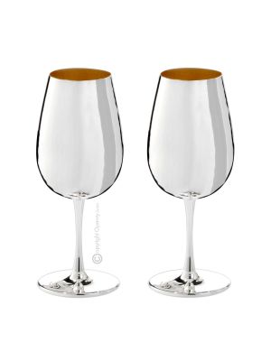 VERRES DE DEGUSTATION Set de 2 Verres Spécial Plaqué Or Argent Fait Main Fabriqué en Italie