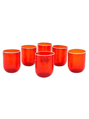 VERRES RHOMBUS Ensemble de 6 verres en verre soufflé de Murano authentique fait à la main avec les couleurs traditionnelles de Venise