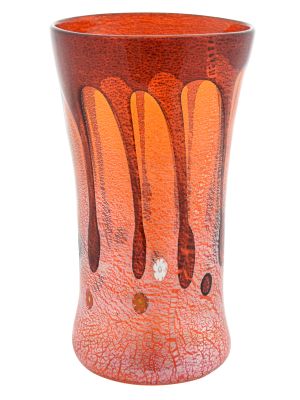 VASE DROP authentique verre soufflé de Murano avec Murrine et feuille d'argent 925 fait main Made in Italy