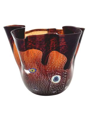 FAZZOLETTO GOCCIA Authentique bol en verre soufflé de Murano avec murrine et feuille d'argent 925 fait à la main Made in Italy