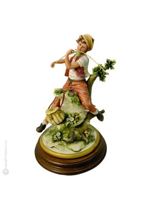 PÊCHEUR GARÇON Figurine Statue Capodimonte Porcelaine Faite à la main Fabriqué en Italie