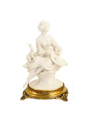 BLANCHE GENTLEWOMAN Figurine Statue Capodimonte Figurine en porcelaine faite à la main fabriquée en Italie