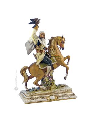 CHASSE AU FAUCON Statue Statue Figurine en Porcelaine de Capodimonte Faite à la Main Fabriqué en Italie Hauteur 57 cm