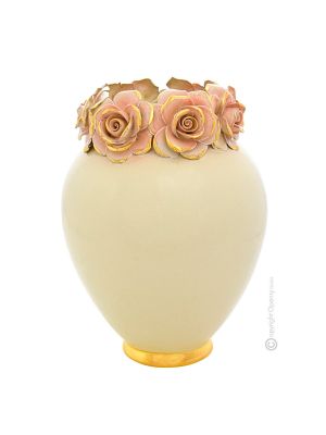 AUREA Vase en Céramique Créations Artistiques Style Baroque Or 24 carats Fabriqué en Italie