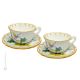 UCCELLINI CUPS set de 2 tasses à thé cappucino avec soucoupe Castelli céramique faite à la main authentique Abruzzes Made in Italy