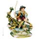 PÊCHEUR À L'ÉTANG Figurine en porcelaine de Capodimonte, artisanat Made in Italy